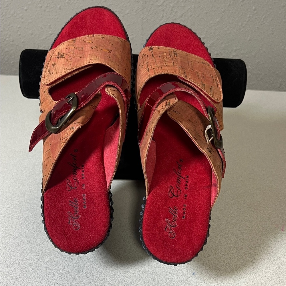 Helle Comfort Women's Red and Tan Sandals